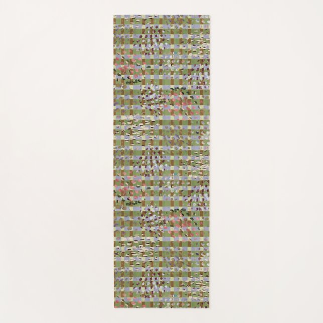 Textured Pointillism Grid Pattern Artwork Yoga Mat (Front)