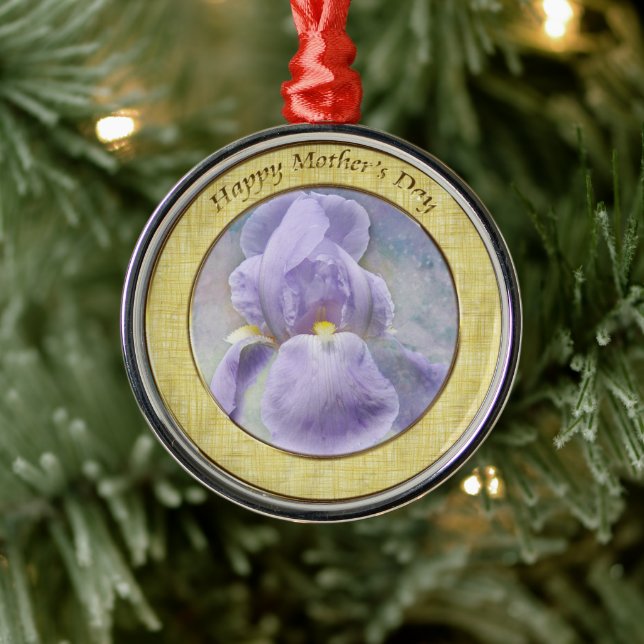 Textured Purple Iris Mother's Day Ornament (Tree)