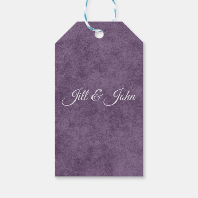 Textured Purple Wedding Favour Tag (Front)