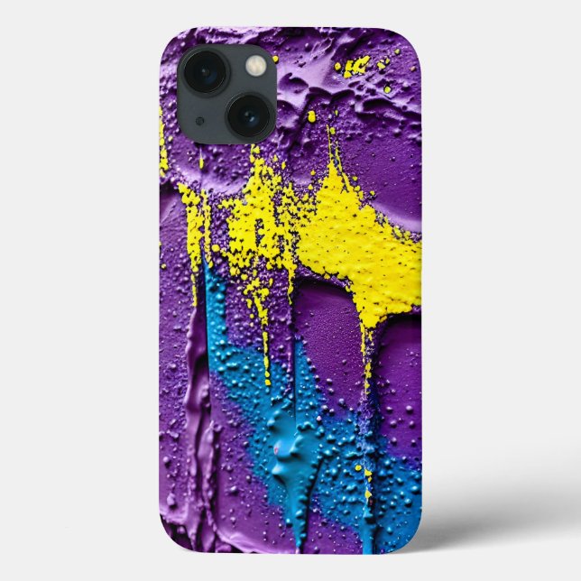 Textured Purple Yellow Blue Colour Fun Abstract Ar Case-Mate iPhone Case (Back)