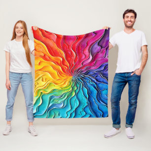 Textured Rainbow Swirl Art Fleece Blanket
