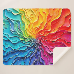 Textured Rainbow Swirl Art Sherpa Blanket