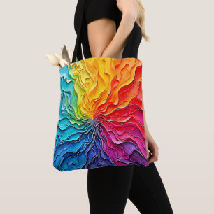 Textured Rainbow Swirl Art Tote Bag