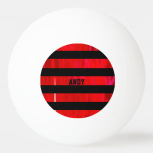 Textured red and black stripes ping pong ball