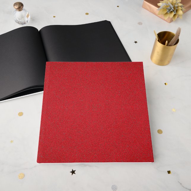 Textured Red Guest Book with Black Pages - Custom (Front Open)