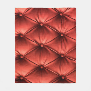 Textured Red Leather: Detailed Material Close-Up Fleece Blanket