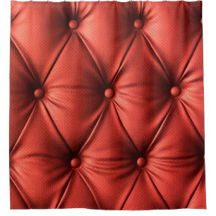 Textured Red Leather: Detailed Material Close-Up Shower Curtain