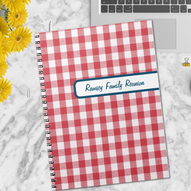 Textured Red & White Gingham Plaid Family Reunion Notebook (Creator Uploaded)