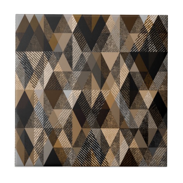 Textured rhombic brown with beige  ceramic tile (Front)