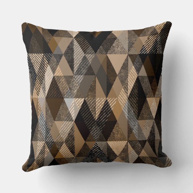 Textured rhombic brown with beige cushion (Back)