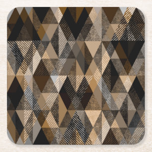 Textured rhombic brown with beige  square paper coaster