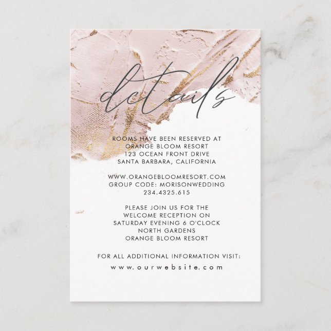 textured rose gold faux foil Details Enclosure Card (Front)