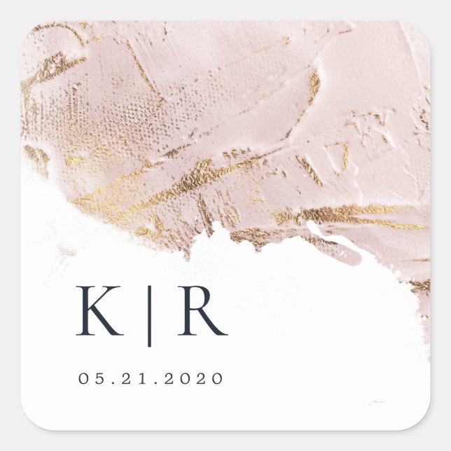 textured rose gold faux foil Elegant Wedding Square Sticker (Front)