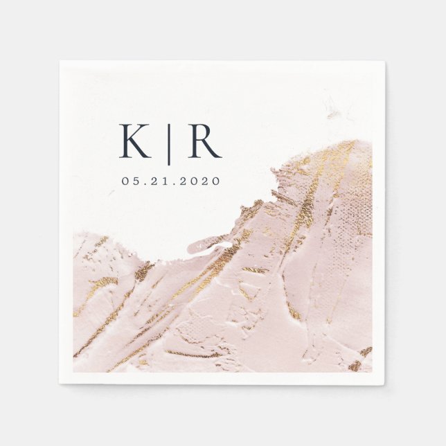 textured rose gold modern wedding Paper Napkins (Front)