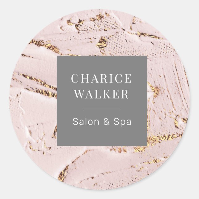 textured rose gold salon and spa monogram classic round sticker (Front)