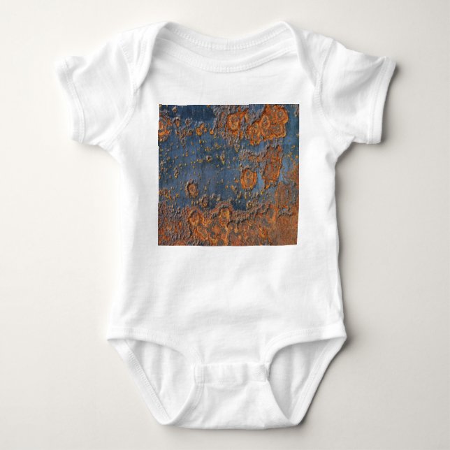 Textured rusted metal background. baby bodysuit (Front)