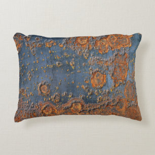 Textured rusted metal background. decorative cushion