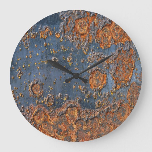 Textured rusted metal background. large clock (Front)