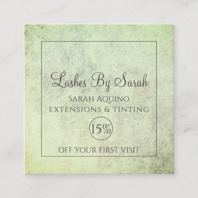 Textured Sage Green Beauty Lash Extensions & Tint Discount Card (Front)