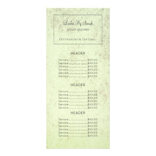 Textured sage green Lashes and Extensions Beauty Rack Card
