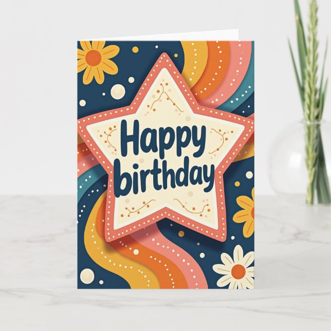 Textured Star Birthday Card (Front)