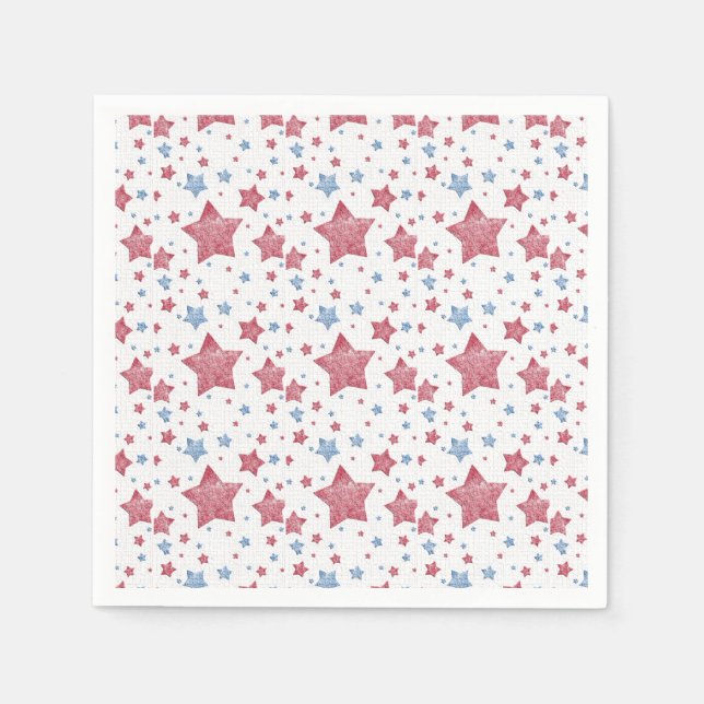 Textured Stars 4th of July Celebration  Napkin (Front)