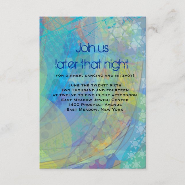 TEXTURED STARS Bar Bat Mitzvah Reception Card (Front)