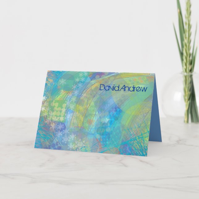 TEXTURED STARS Bar Bat Mitzvah Thank You Card (Front)