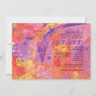 TEXTURED STARS PINK Bat Mitzvah Invitation