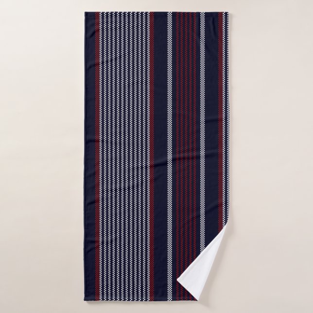 Textured stripe seamless pattern with navy blue, r bath towel (Bath Towel)
