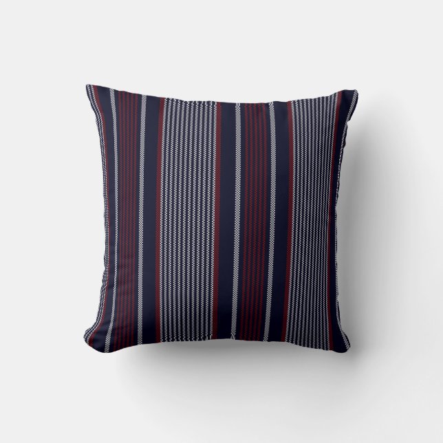 Textured stripe seamless pattern with navy blue, r cushion (Front)