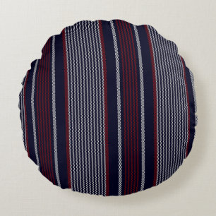 Textured stripe seamless pattern with navy blue, r round cushion