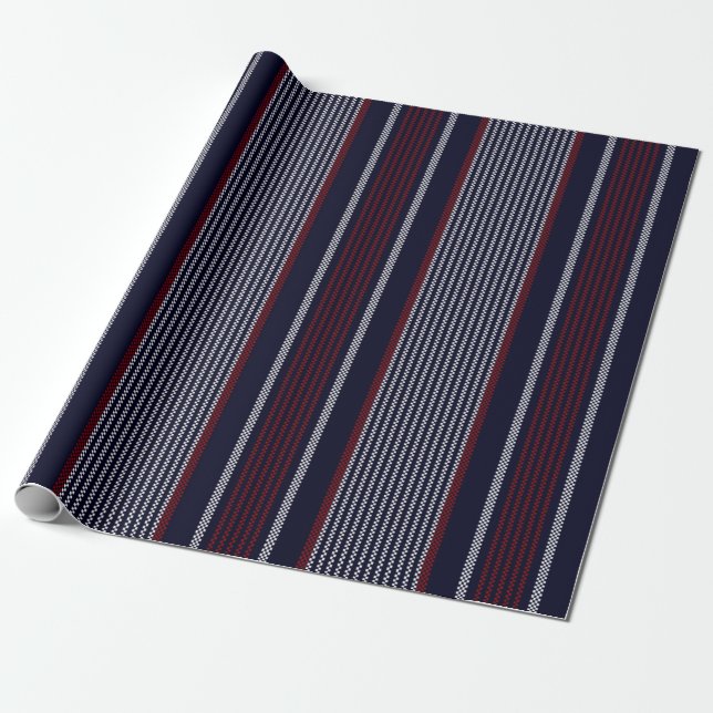 Textured stripe seamless pattern with navy blue, r wrapping paper (Unrolled)