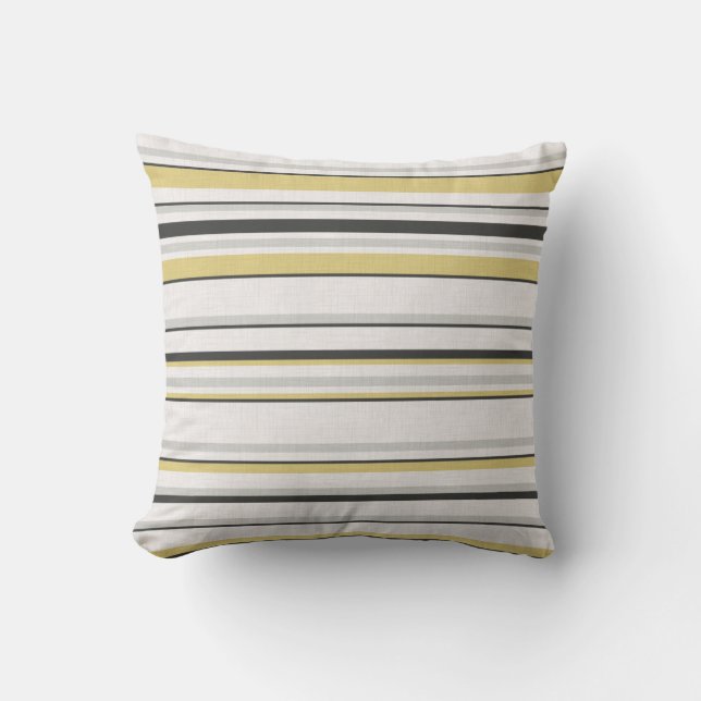 Textured striped pattern. Black, mustard, grey  Cushion (Front)