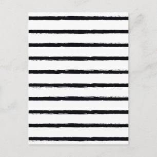 Textured Stripes Black White Rough Lines Pattern Postcard