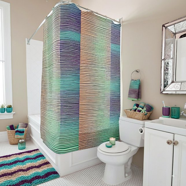 Textured stripes in muted tones shower curtain (Creator Uploaded)