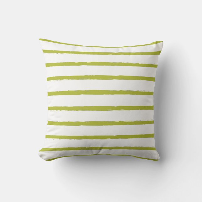 Textured Stripes Lines Chartreuse Green Modern Cushion (Front)