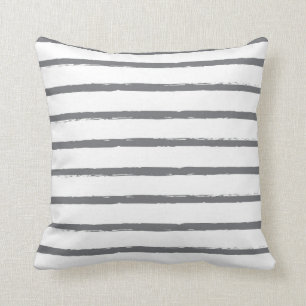 Textured Stripes Lines Slate Grey White Modern Cushion