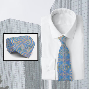 Textured, symmetrical blue and gold zebra pattern tie