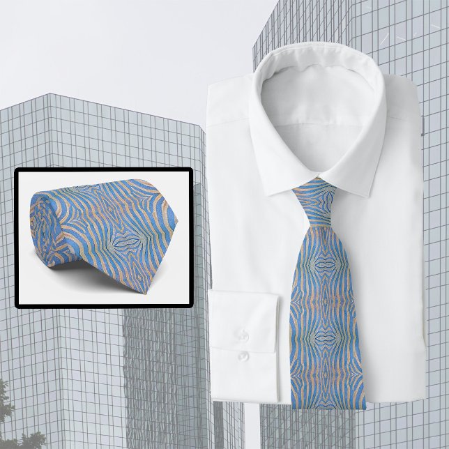 Textured, symmetrical blue and gold zebra pattern tie (Creator Uploaded)