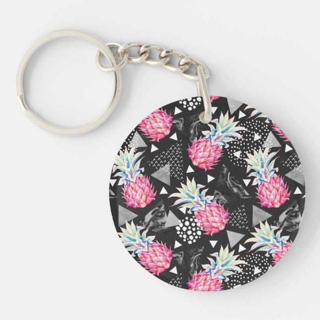 Textured Triangle Pineapple Pattern Key Ring (Front)