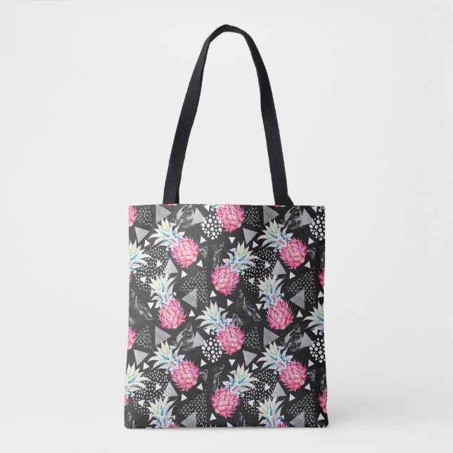 Textured Triangle Pineapple Pattern Tote Bag (Front)