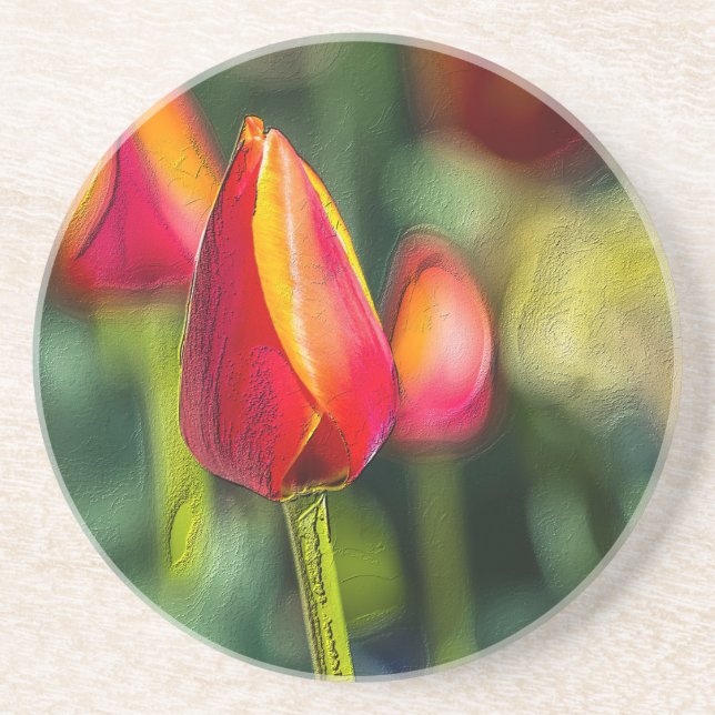 Textured Tulip Garden Coaster (Front)