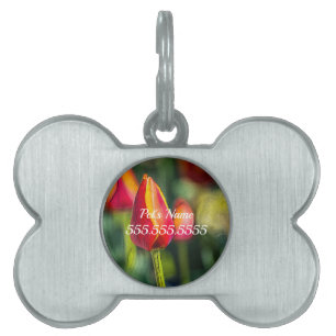 Textured Tulip Garden Pet ID Tag