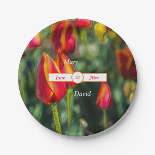 Textured Tulip Wedding Paper Plate