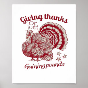 Textured Turkey Drawing in Rich Red Sepia on Pale  Poster