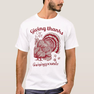 Textured Turkey Drawing in Rich Red Sepia on Pale  T-Shirt