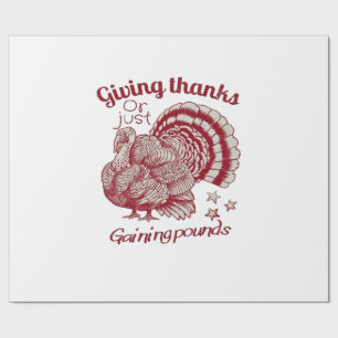 Textured Turkey Drawing in Rich Red Sepia on Pale Wrapping Paper