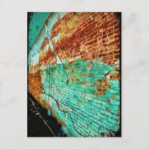 Textured Turquiose Brick Wall Postcard