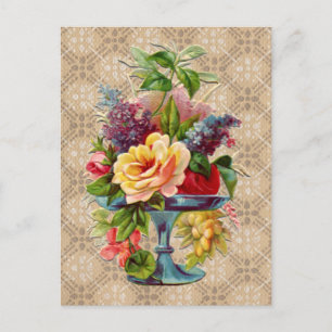 Textured vintage Floral Display Postcard